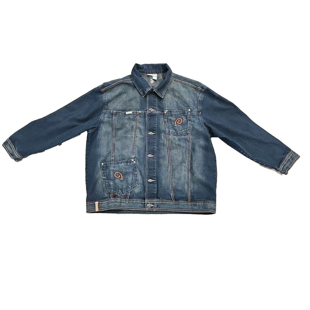 RocaWear Mens Denim Jean Jacket Size XL Blue